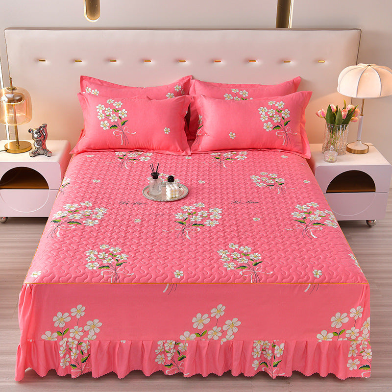 Lyocell Cotton Reactive Printed Quilted Bed Skirt - Calm Cloud Bedding